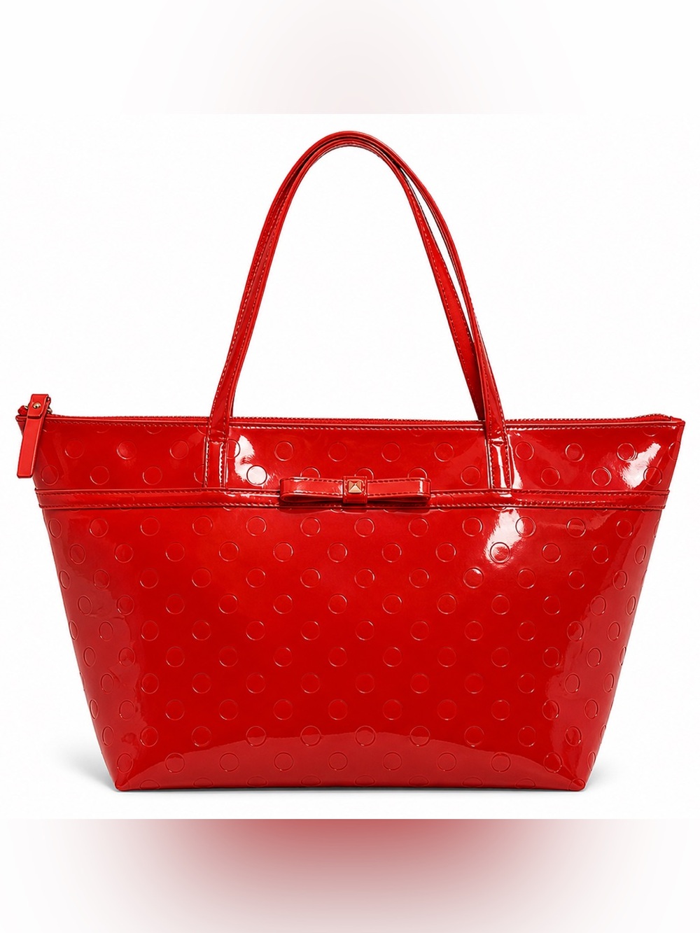 Kate Spade Grant Street Juno Dot Red Patent Tote Red Embossed Patent Bow